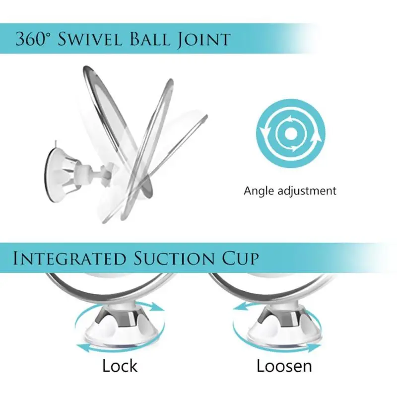 Увеличительное зеркало для макияжа с круглой присоской, зеркало для макияжа с светодиодный светильник, вращение на 360 градусов, настольное косметическое зеркало