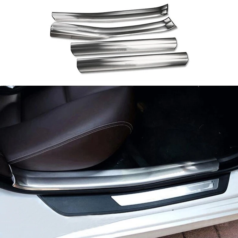 4pcs Steel Inner Scuff Plate Door Sill Trim Cover Pad For BMW 5 Series