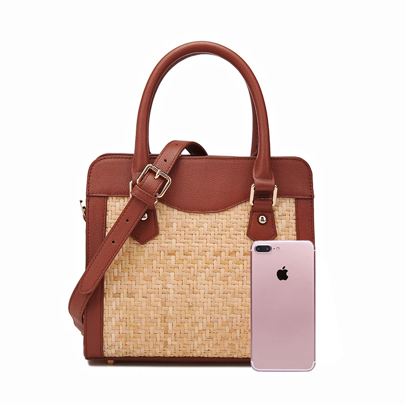 

cow Leather handbags handmade rattan bag,real leather with rattan weaving fashion personality, crossbody bag 2019 new ins bag