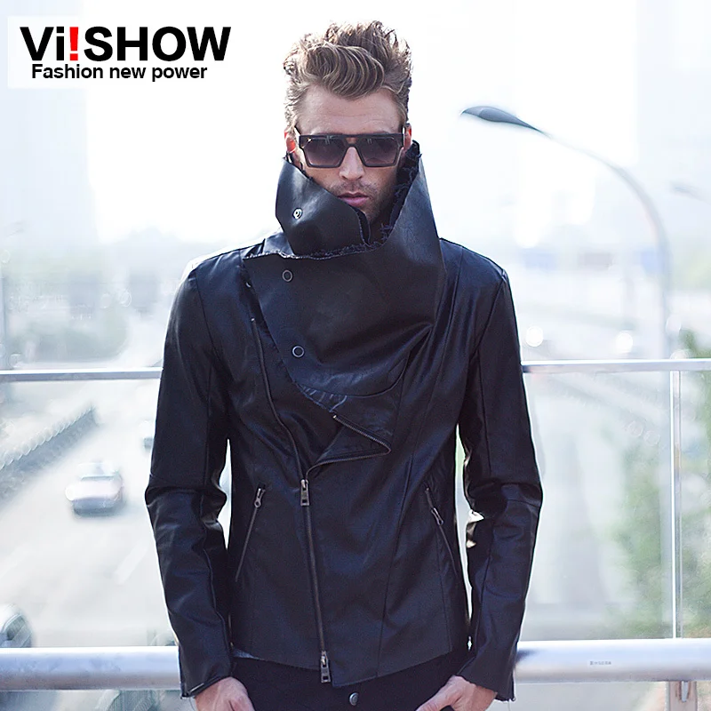 viishow2013 men Motorcycle Riders Jacket winter jackets leather lapel
