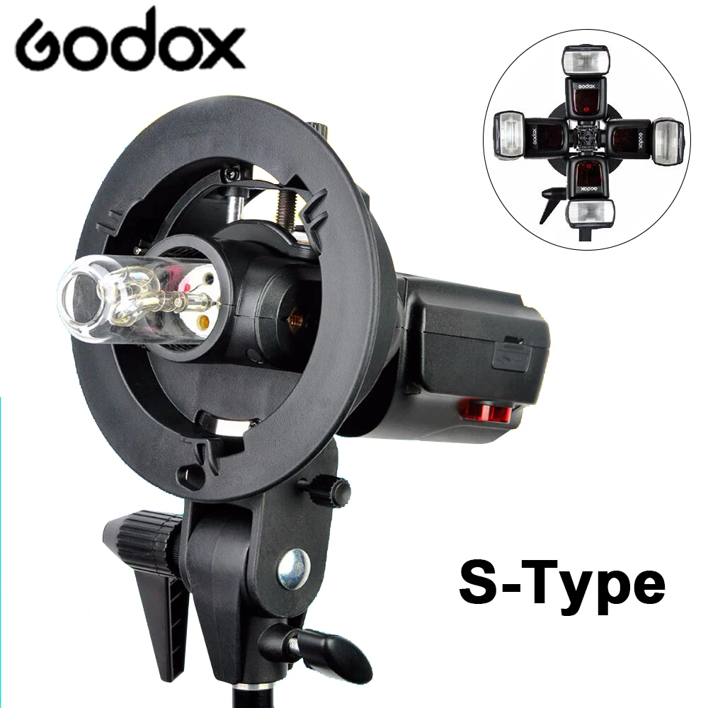 Online Godox S Tipo Staffa Bowens S Supporto Del Supporto Per Studio Fotografico DSLR Macchina Fotografica Flash Speedlite Luce Softbox Riflettore Ombrello