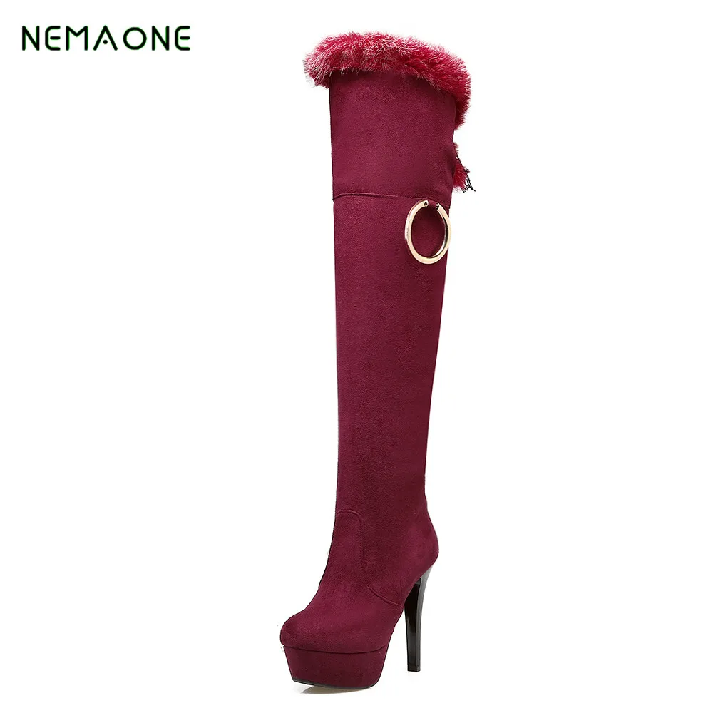 

NEMAONE Faux Suede Slim Boots Sexy over the knee high women snow boots women's fashion winter thigh high boots shoes woman