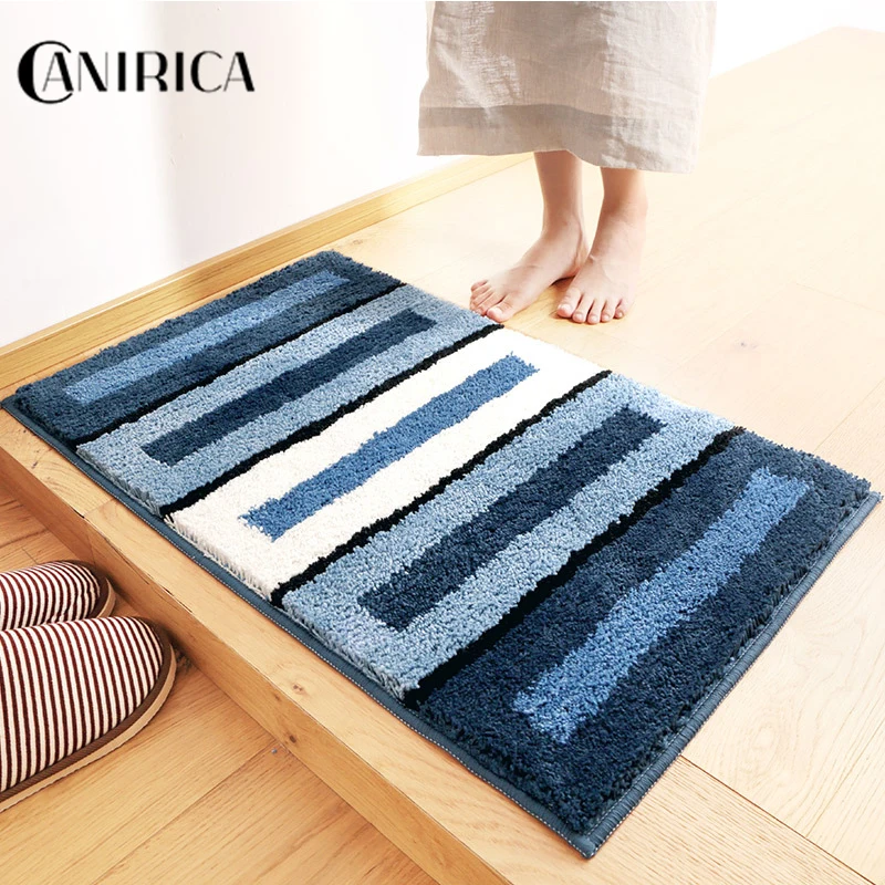 CANIRICA Door Mat For Bedroom Geometric Carpet Rug Blue Decorative Hallway Mats Home Decorative Stair Mat Living Room Home Decor