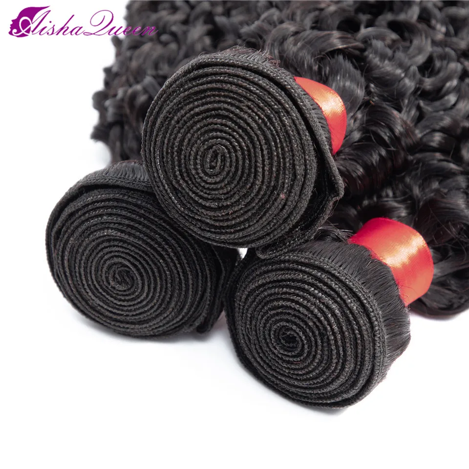 Aisha Queen Malaysian Curly Wave Bundles Deal Can Buy 4 Bundles 100% Non Remy Human Hair Extensions Hair Bundles