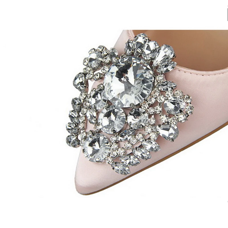 Women Pumps Crystal High Heels Shoes Spring Fashion Women Shoes Pointed Toe Kitten Heels Wedding Shoes Bigtree Shoes Stiletto