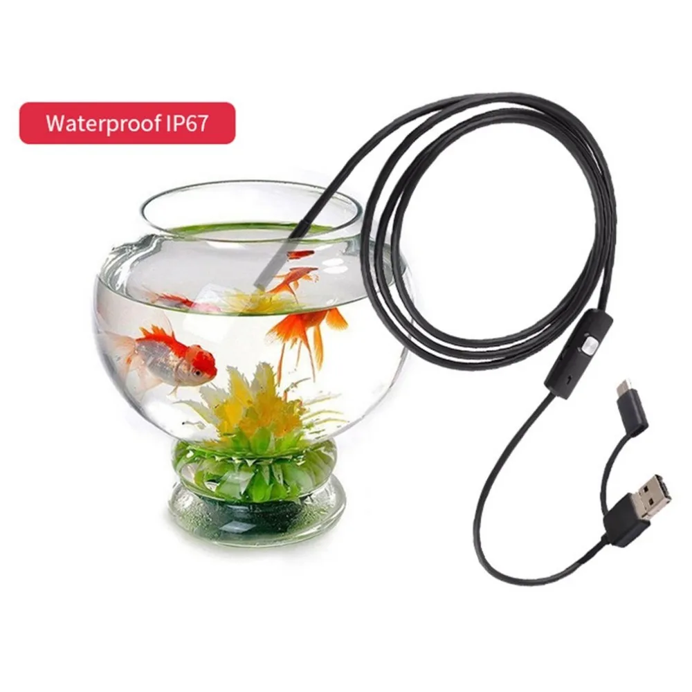 

7MM 6LED Waterproof 1/2/3.5/5/10m USB Type-C Endoscope Inspection Tube Portable Size Phone PC Inspection Borescope Mini Camera
