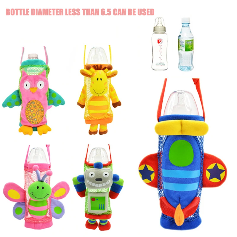

Baby Kids Cartoon Animal Plush Design Bottle Buddy Bottle Holder Strap Outdoor Bottles Holder Bag