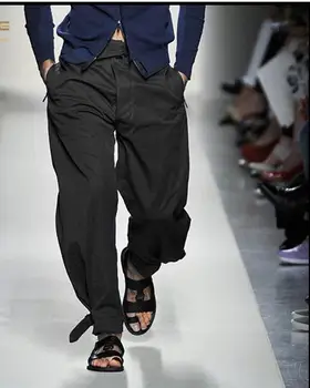 

2019 new men's trousers spring casual loose overalls pants hair stylist loose harem pants plus size