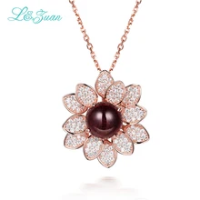 I& Zuan ожерелье с большим цветком и подвесками для женщин 925 пробы Серебряная цепочка с натуральным 2,86ct Турмалин коричневый камень ювелирные изделия