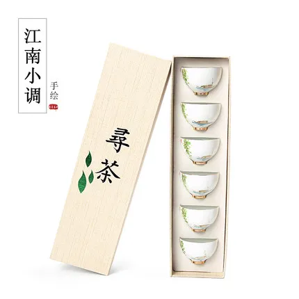 Jiangnan Water Town hand-painted ceramic products Kung Fu tea cups lamp Puɾr cup box | Дом и сад