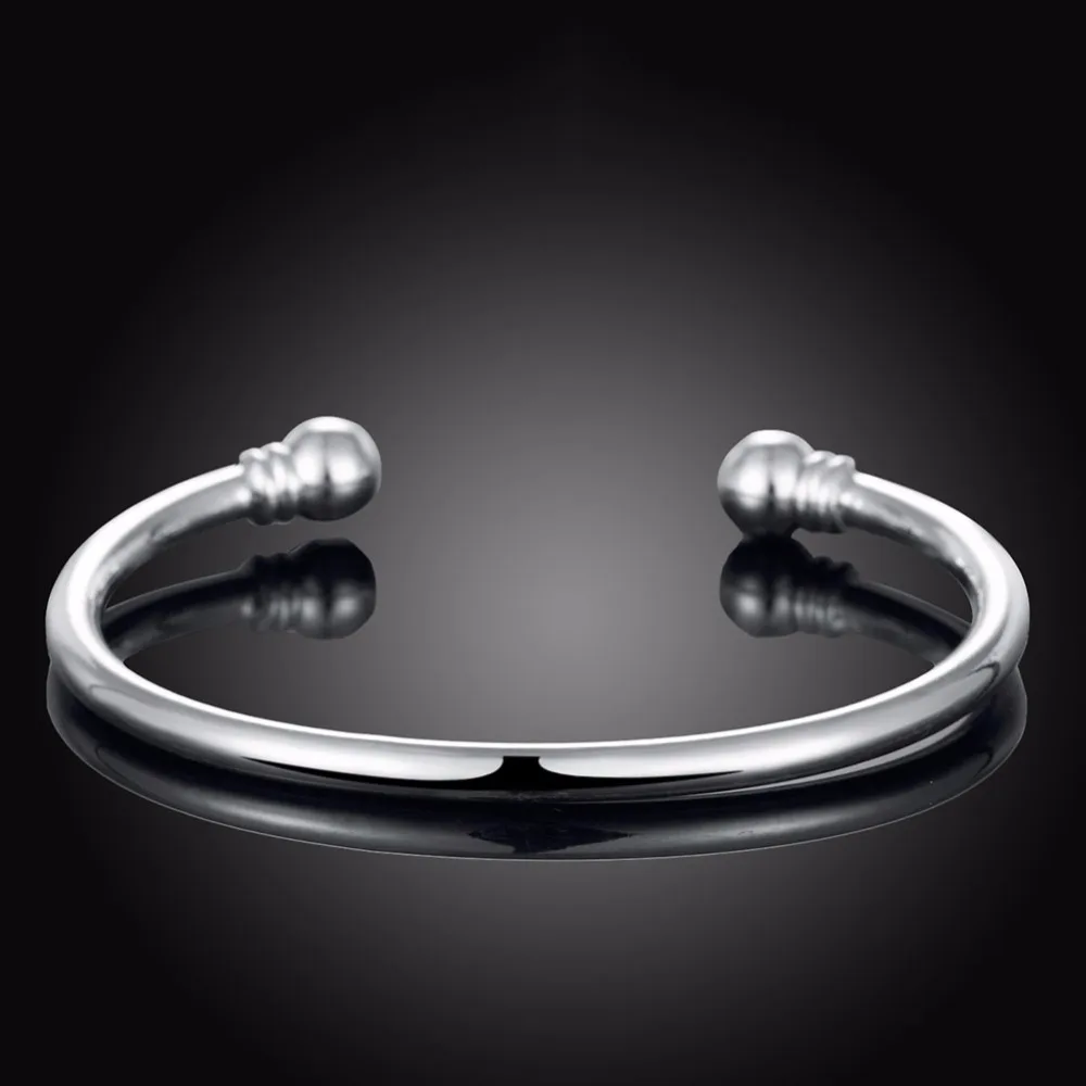 Men Smooth Round Open Bangle 925 Sterling Silver charms fashion 5mm