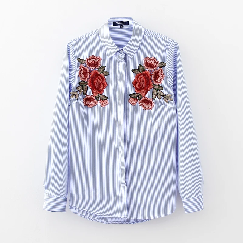 2017 mujeres vintage manga larga rayas blusas camisa marca