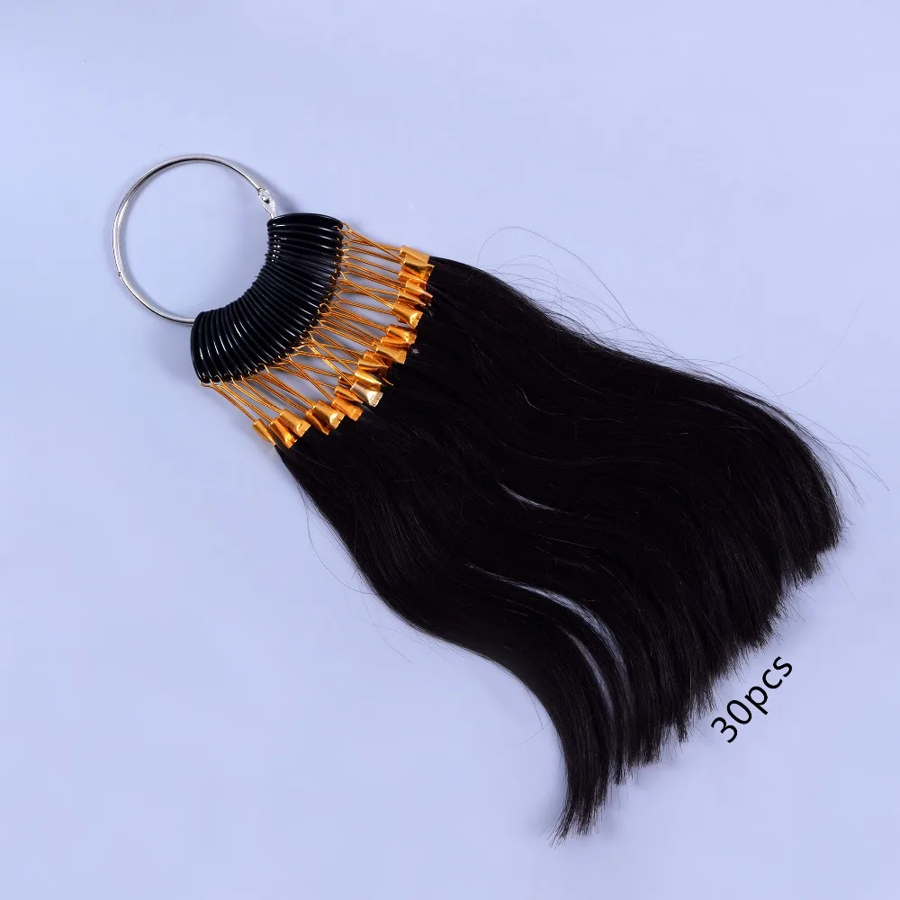 30pcs/set 100% human virgin hair color ring for human hair extensions and salon hair Dyeing sample, can be dye any color(Black)