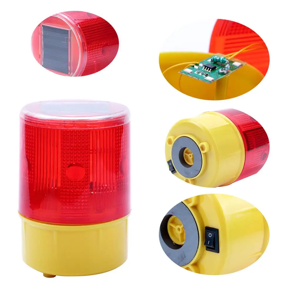 

Emergency LED Solar Strobe Warning Red Light For Night Road Construction Cone Signal Safety Traffic Light Flicker Beacon Lamp