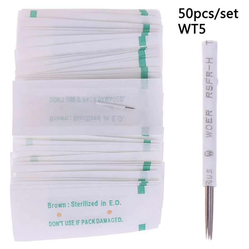 New 50pcs Stainless Steel Tattoo Eyebrow Needles For Manual Pen Permanent Makeup Microblading Eyebrow Pen 5 Styles