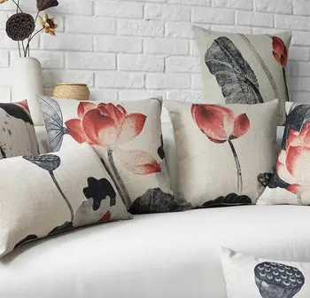 

Free Shipping!!Oriental style lotus flower square throw pillow/almofadas case adult,chinese floral cushion cover home decore