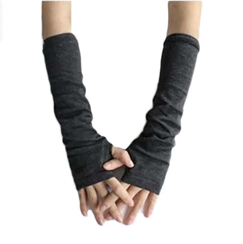 Женские теплые вязаные шерстяные перчатки без пальцев зимние варежки вязаные перчатки с манжетами на половину пальца длинные женские варежки перчатки без пальцев