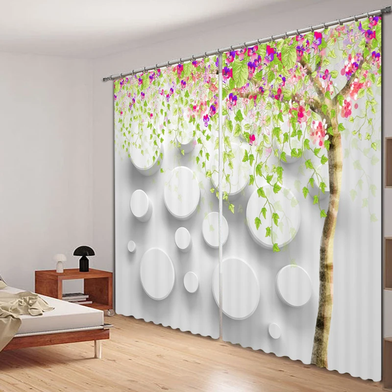 

Spring flowers 3D Blackout Curtains Healthy non-pollution Digital Print Curtains for Bedding room Living room Hot sale