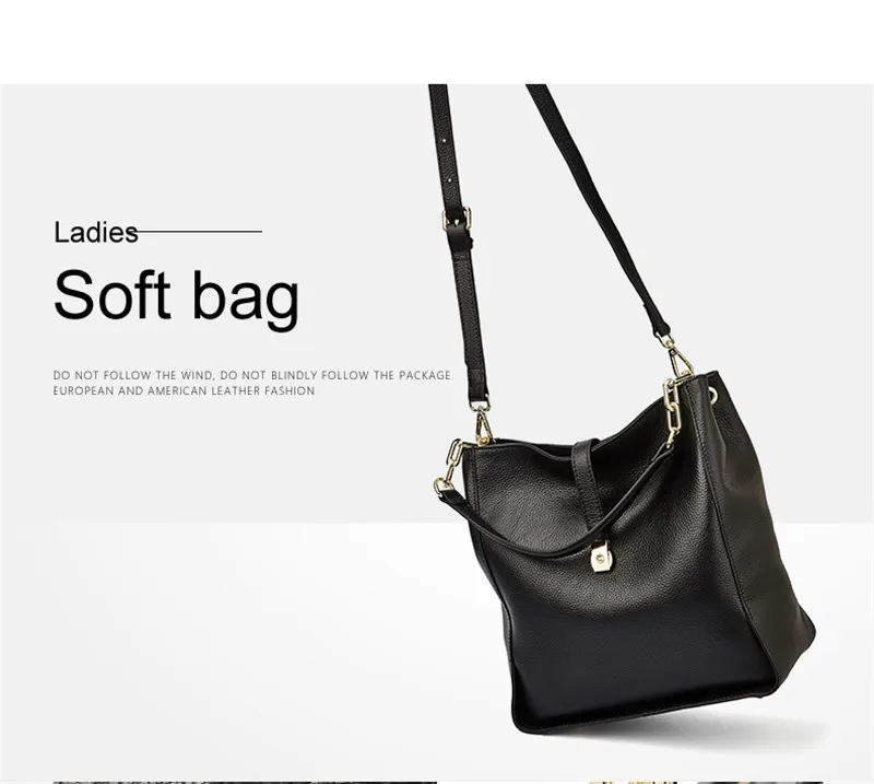 Soft Leather Women's Top-handle Bag Shoulder bag Genuine Leather Ladies Hand Bags Large Black Handbags for Women bolsa