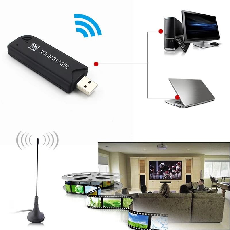 Digital USB 2.0 TV Stick FM DAB DVB-T RTL2832U R820T SDR DAB FM HDTV TV Tuner Receiver Stick IR Remote with Antenna (10)