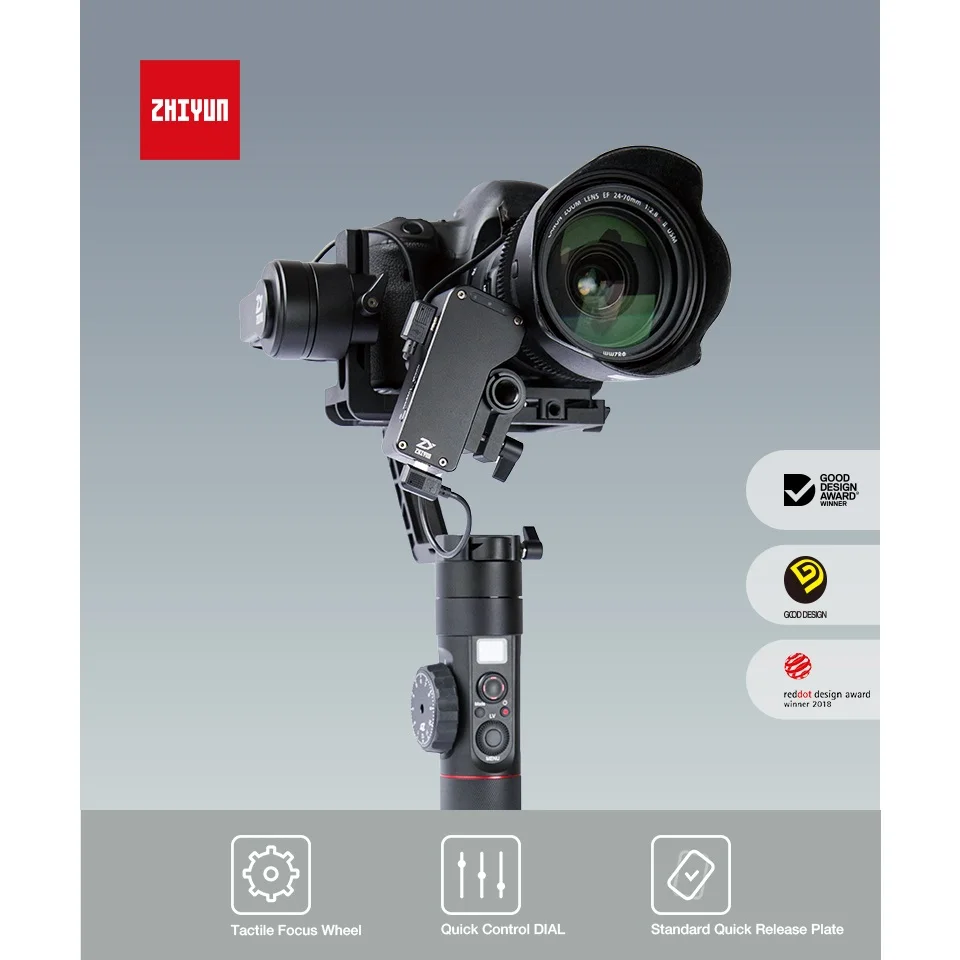 ZHIYUN официальный кран 2 стабилизатор Gimbal ручной для всех DSLR камер s с непрерывным фокусом штатив камера кабель управления