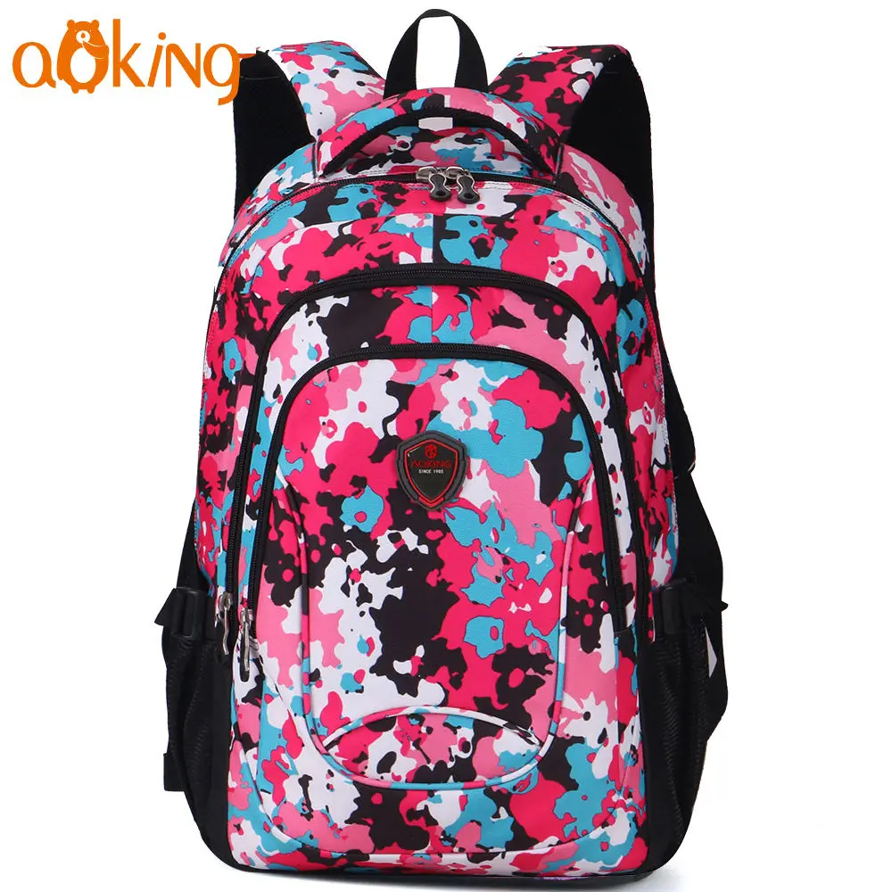 Aoking легкие дорожные рюкзаки на каждый день с цветочным принтом, Женский Школьный рюкзак, повседневный рюкзак с цветочным принтом для девочек-подростков, нейлоновый рюкзак - Цвет: Milk