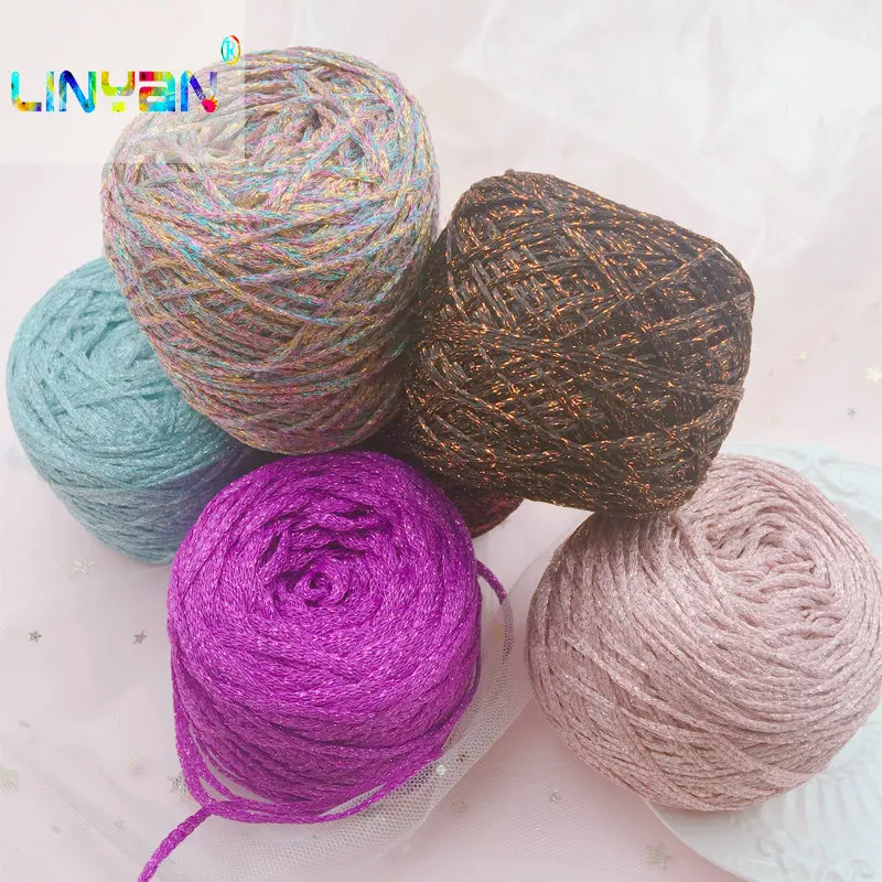 

yarn for knitting Gold and silver thread purl Hollow Yarn characteristic Doll line candy color crochet thread breigaren t4