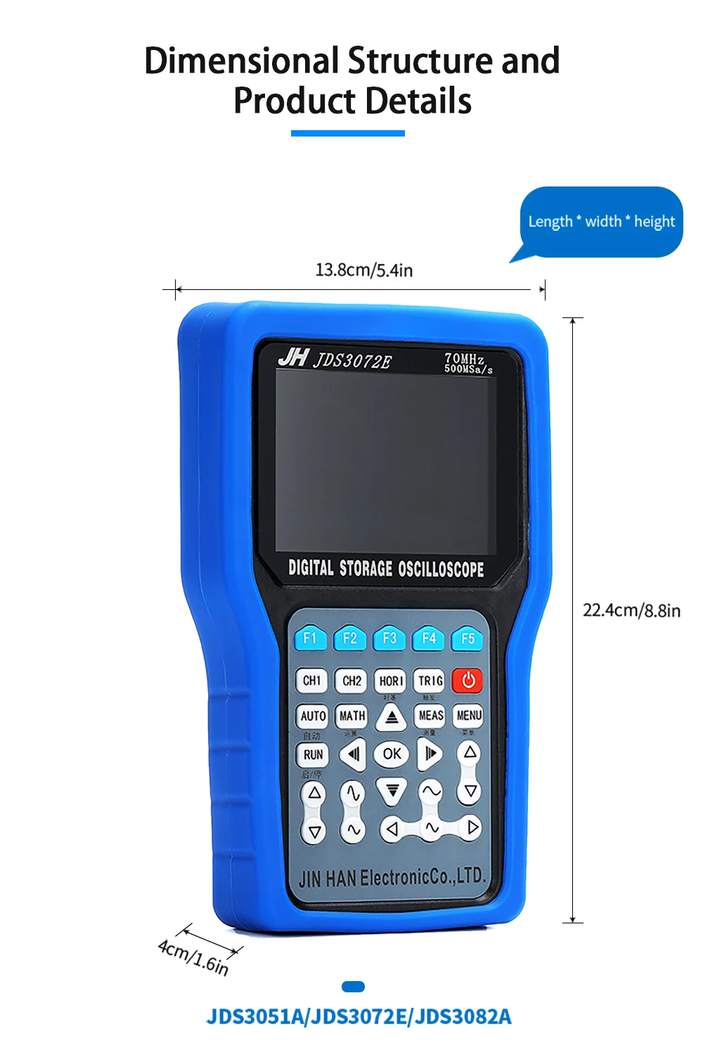 Портативный осциллограф Jinhan 2019JDS3082A JDS3051A цифровая память 50 м/70 м/80 МГц Портативный осциллограф мультиметр осциллограф