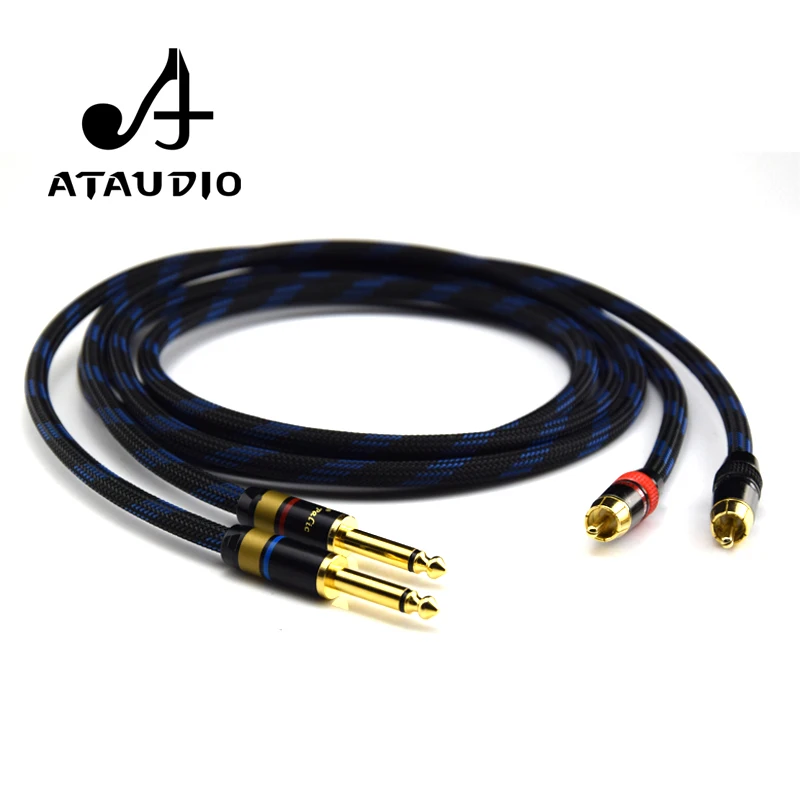 ATAUDIO 1 пара Hi Fi 6 35 мм в RCA кабель высокое качество 4N OFC двойной штекер Двойной