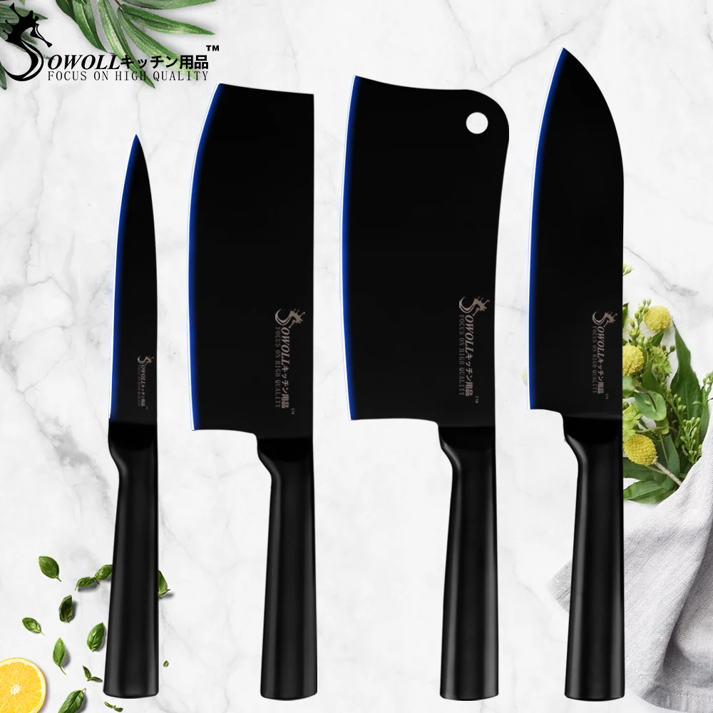

Sowoll Chef Kitchen Knife Non-stick Coating 4Cr14mov Stainless Steel Knife Santoku Chopping Nakiri Utility Cooking Accessories