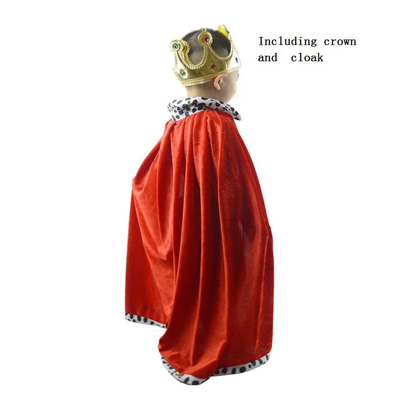 Королевский Красный вельветовый Королевский роскошный плащ-накидка, нарядное платье, костюм скипетр, 130 см, Карнавальный костюм для взрослых и детей