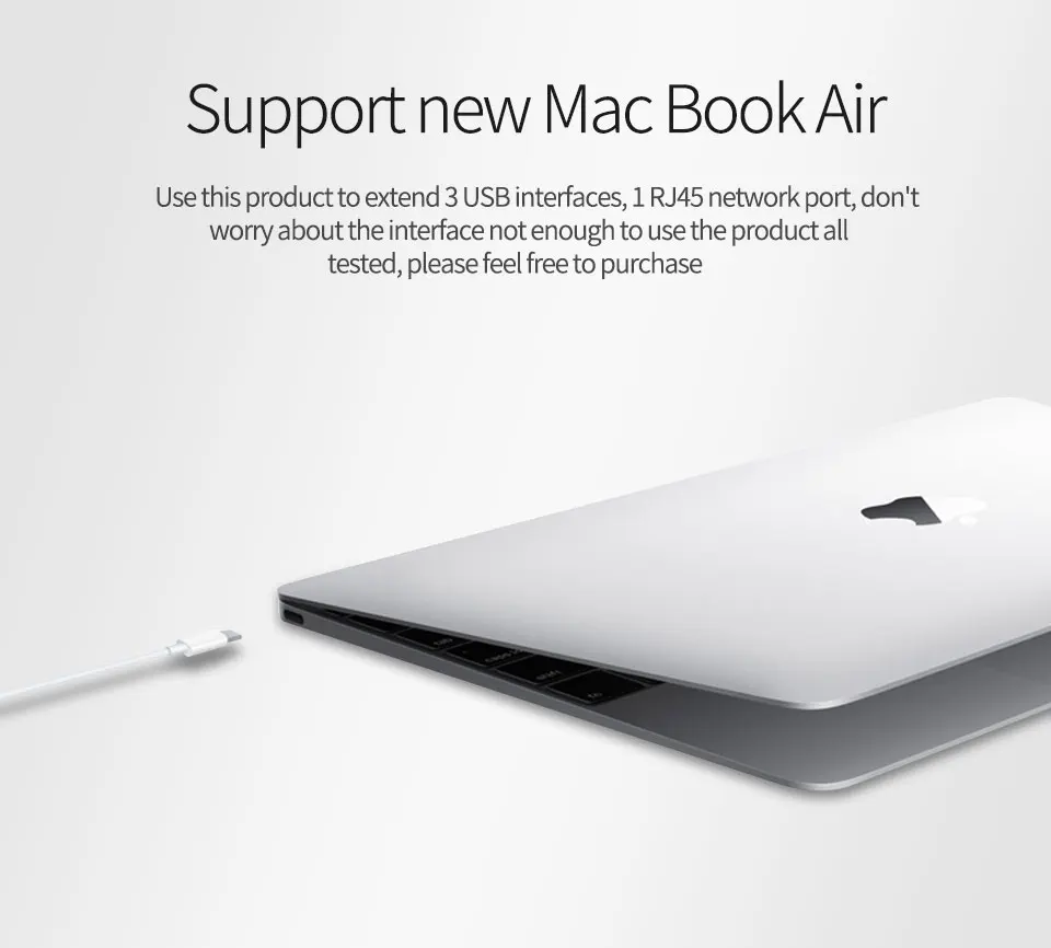 Type C To USB 2.0 HUB 3 Ports USB 101001000 Network Card Rj45 Lan Adapter Gigabit Ethernet High Speed Data For MacBook (2)