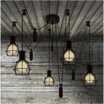 Vintage industrial Nordic Loft Edison Bulb Chandelier Retro Ceiling Spider Pendants Antique Adjustable E27 indoor Art Lights Vintage industrial Nordic Loft Edison Bulb Chandelier Retro Ceiling Spider Pendants Antique Adjustable E27 indoor Art Lights