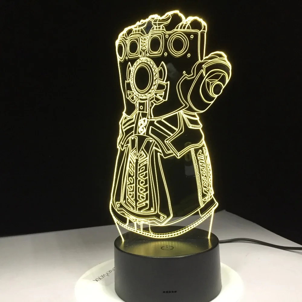 Перчатки Thanos Infinity Gauntlet Мстители Infinity War 3D оригинальная Ночная подсветка изменение 3D новинка свет Творческая настольная лампа Прямая поставка