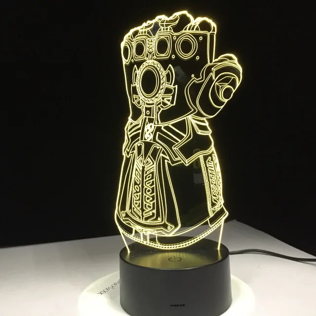 Thanos Infinity Gauntlet Avengers Infinity War Gloves 3D Night lights LED Changing 3D Novelty Light Creative Desk lamp Drop Ship