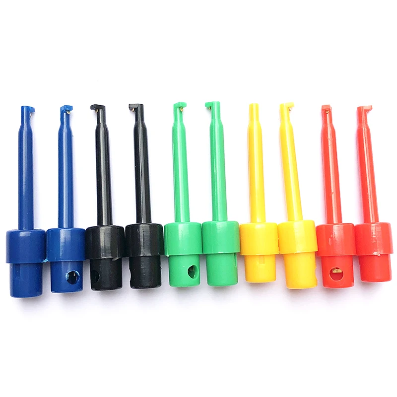 

10pcs Multimeter Test Clip 5 Colors Test Hook Clip Grabber Test Probe SMT/SMD For Multimeter Repairing Tool