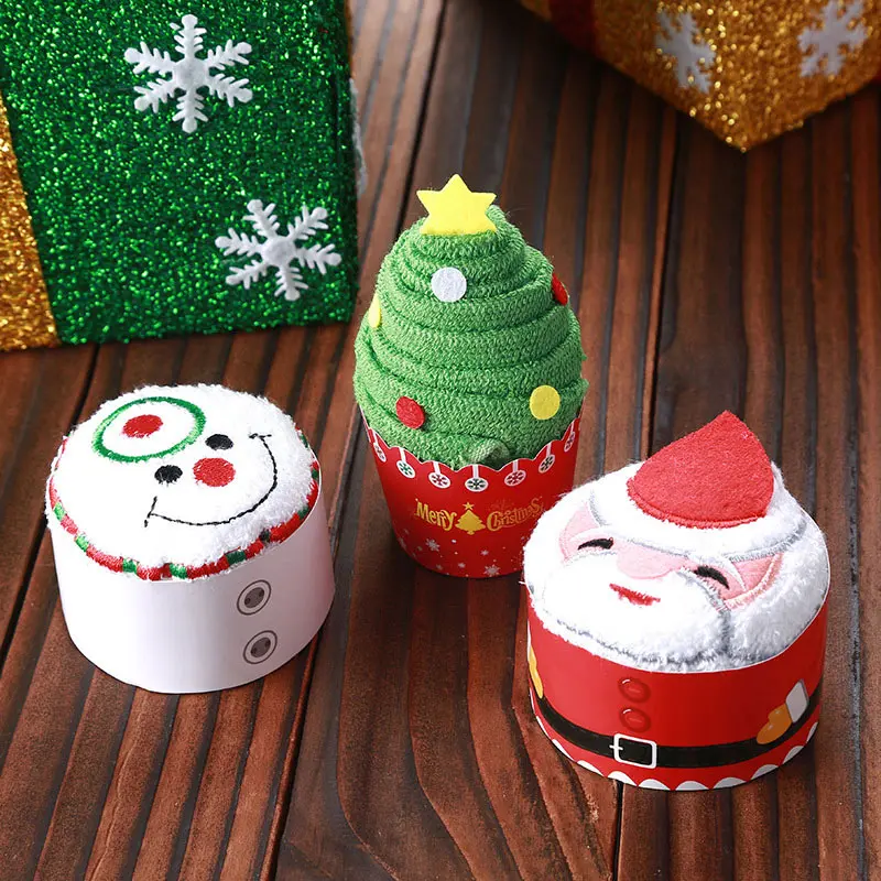 

Celebration Cake Modelling Cotton Towel Santa Snowman Towel Christmas Party Gifts 66CY