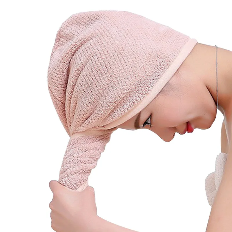 Junejour 1 шт. микрофибра волос тюрбан шапка для быстрой сушки волос женщин волос сухая шапка банное полотенце обернутое полотенце шапка полотенце Прямая поставка - Цвет: pink