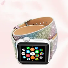 Новая мода двойной круг ремень для я смотреть натуральная кожа ремешок для Apple Watch Замена официальные цвета давая разъем