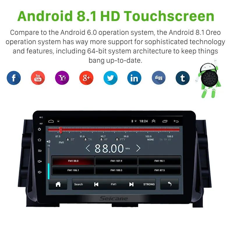 Clearance Seicane Android 8.1 2DIN 9 inch Car Head Unit Radio Audio GPS Multimedia Player For Nissan Micra 2017 Support DVR SWC Bluetooth 2