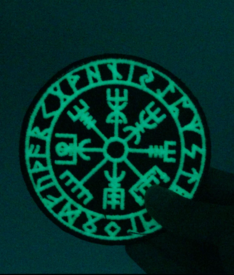 Нашивки Embird, 3D значки для одежды, светящиеся в темноте, Vegvisir, Викинг, компас, скандинавский крючок и петля, нашивка для шляпы, значок для подростков