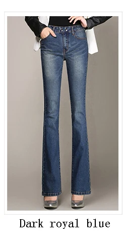 Весенние обтягивающие расклешенные джинсы больших размеров с высокой талией, Стрейчевые обтягивающие джинсы в винтажном стиле, джинсовые брюки больших размеров - Цвет: dark royal blue