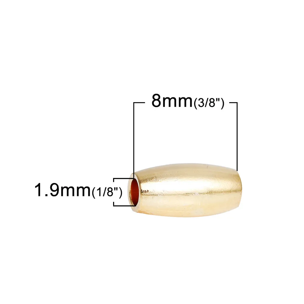 DoreenBeds медные бусины-спейсеры овальные Позолоченные кровати DIY фурнитура около 8 мм(3/") х 4 мм(1/8"), отверстие: Приблизительно 1,9 мм, 5 шт
