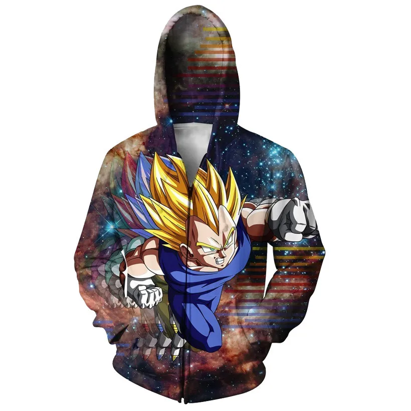 

Dragon Ball Z Vegito Goku Sweatshirt Zip Up Hoodie Super Saiyan 3D Hoodies Women Men Galaxy Hooded Sweatshirt Zipper Outerwear