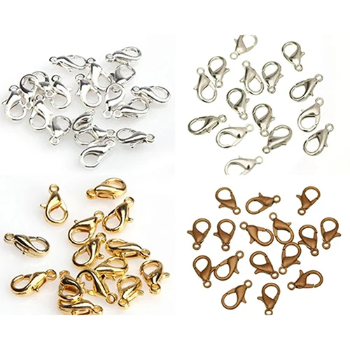 

100Pcs 10mm 12mm Lobster Clasps for Jewelry Making Necklace Bracelet Findings