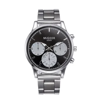 

Fashion MIGEER luxury Men Crystal watch Stainless Steel Analog Quartz Wrist Watch Bracelet Relogio Masculino A3