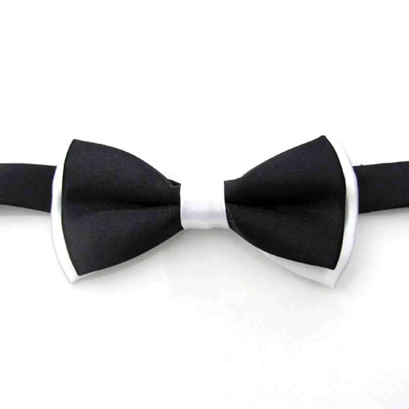 Wedding Classic Kid Suit Neckwear Baby Boy's Baby Fashion Solid Color Adjustable Bowtie Children Two Tone Pet Dog Cat Bow Tie - Цвет: White Black