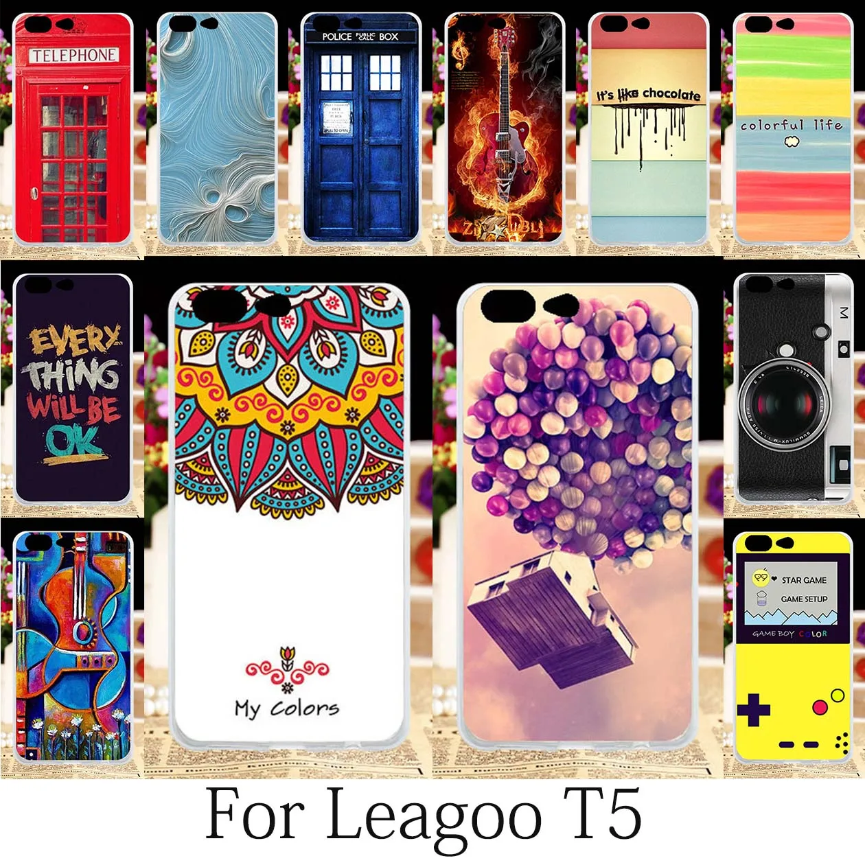 

TAOYUNXI TPU Soft Case For Leagoo T5 Case Cover Leagoo T5 Covers Coques Smart Painting Back Covers Fundas Housings Bags 5.5 inch