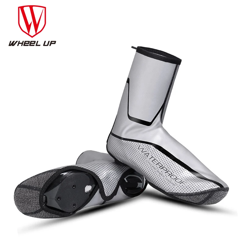 

WHEEL UP Winter PU Cycling Shoes Cover Bicycle Reflective Shoe Covers Overshoes Fleece Thermal MTB Road Bike Lock Shoes Sleeve