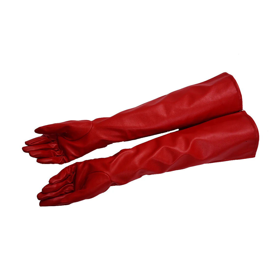 

Pair of Stylish Red Solid Color PU Leather Long Gloves For Women